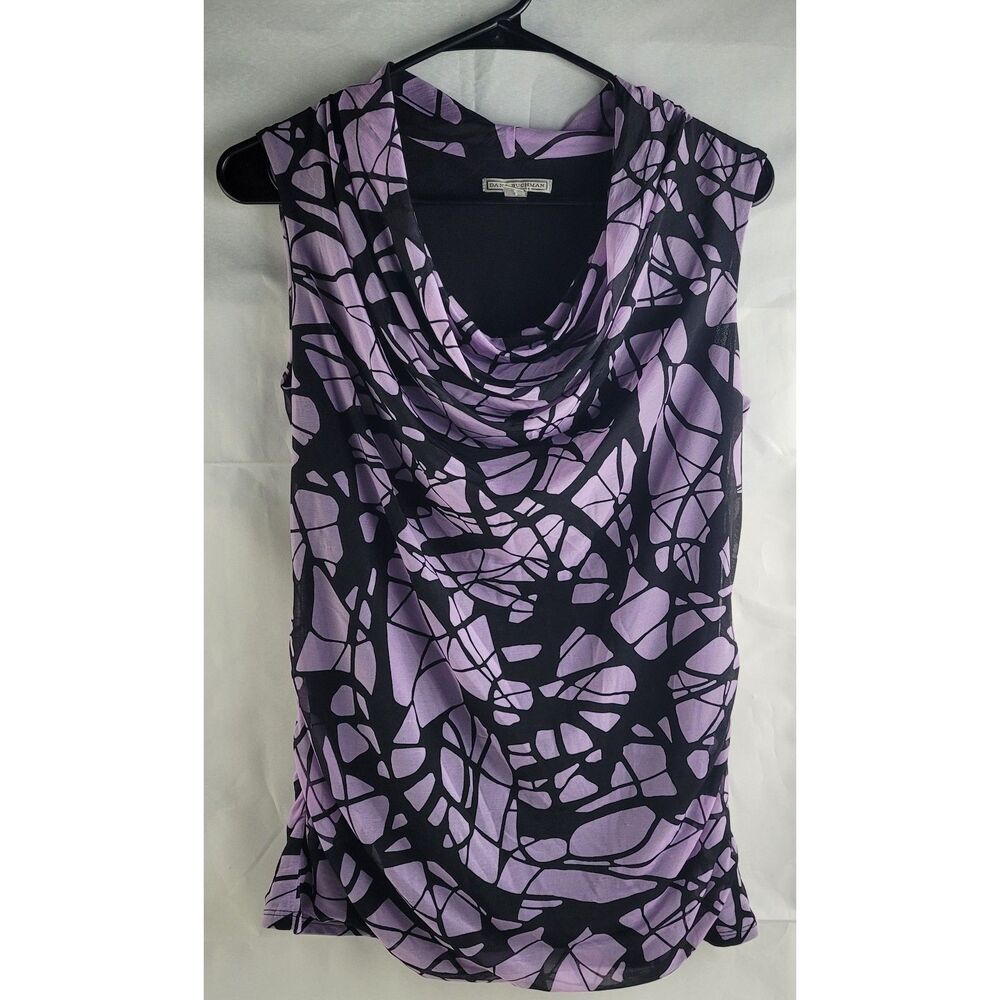 Dana Buchman Sleeveless Abstract cowl neck blouse Sz S